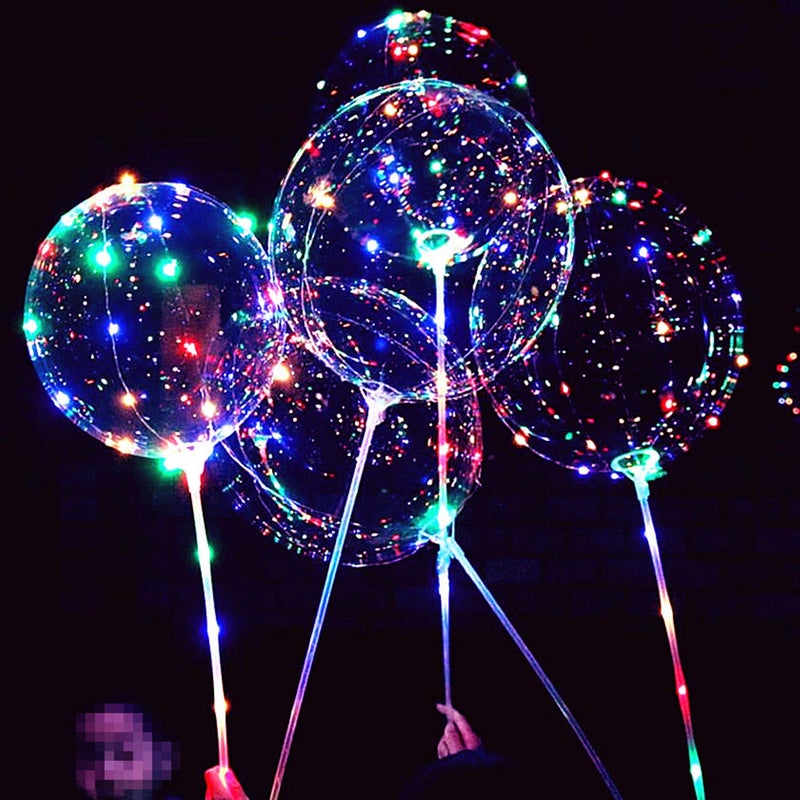 UZER LED Light Up Bobo Balloons with Sticks,10 Packs Flashing Handles,20 Inches Bubble Bobo Balloons,70 cm Sticks,Christmas Birthday Party Decoration - Image 3